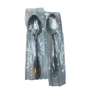 Oneida Ltd "Silver Arbor" Flatware Beaded Edge Set of 2 Serving Spoon 8.75"